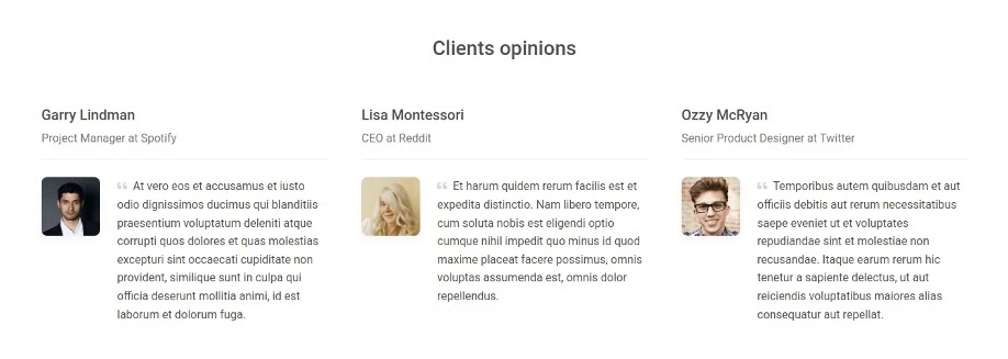 Bootstrap 5 Portfolio testimonials Design Block